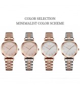 NIBOSI 2650 Stylish Shimmer Women Watch Steel Strap Quartz Watch - White Dial / Silver+Rose Gold Strap