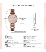 NIBOSI 2650 Stylish Shimmer Women Watch Steel Strap Quartz Watch - White Dial / Silver+Rose Gold Strap