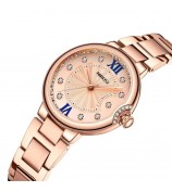 NIBOSI 3005 Rhinestone Decor Stylish Steel Strap Women Quartz Watch - Rose Gold