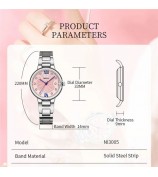 NIBOSI 3005 Rhinestone Decor Stylish Steel Strap Women Quartz Watch - Rose Gold