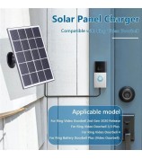 3W Solar Panel for Ring Video Doorbell 4 / 3 / 3 Plus / 2 Surveillance Smart Doorbell Charger - Black