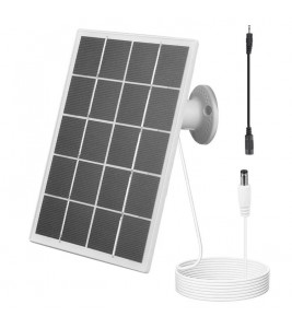 3W Solar Panel Doorbell Surveillance Camera Charger with DC55x21 / DC3.5x1.35 Output Interface - White