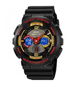 SKMEI 2118 Sports Luminous Digital Watch Men Calendar Electronic Wrist Watch - Black+Red / Matte Case