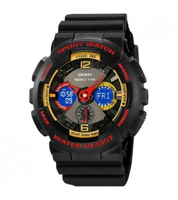 SKMEI 2118 Sports Luminous Digital Watch Men Calendar Electronic Wrist Watch - Black+Red / Matte Case