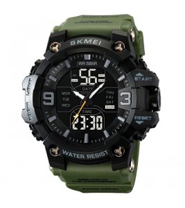 SKMEI 2222 Outdoor Sports Multi-Function Electronic Watch 50m Waterproof Luminous Stopwatch - Army Green