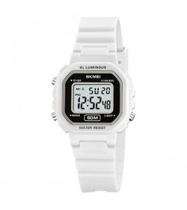 SKMEI 2326 Digital Electronic Watch For Students Square LED Display 50M Water Resistant - White