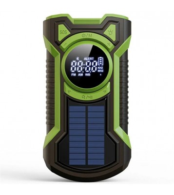 EM03 Emergency Solar Powered Radio Hand Crank AM / FM / WB Bluetooth Receiver with LED Flashlight - Green