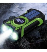 EM03 Emergency Solar Powered Radio Hand Crank AM / FM / WB Bluetooth Receiver with LED Flashlight - Green