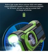 EM03 Emergency Solar Powered Radio Hand Crank AM / FM / WB Bluetooth Receiver with LED Flashlight - Green