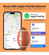 Rugby Shape Anti-Lost Mini Global Locator Smart GPS Tracker Works with Apple Find My - Brown