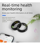 R20 Ceramic+Resin Sleep Heart Rate Health Monitoring Smart Ring, Magnetic Cable Charging - Black / Size 7