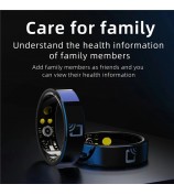 R20 Ceramic+Resin Sleep Heart Rate Health Monitoring Smart Ring, Magnetic Cable Charging - Black / Size 7