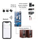 Bluetooth 5.0 Power Amplifier Board Stereo Wireless Music Player Module - Blue