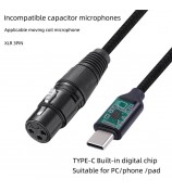 TY20F Type-C Male to XLR Female Microphone Cable XLR 3 Pin Type-C Mic Cord Studio Audio Cable Adapter for Mic Recording Support USB 2.0/1.1 Compatible with Mac OS/Windows/Vista