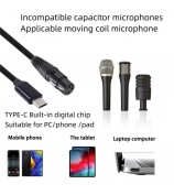 TY20F Type-C Male to XLR Female Microphone Cable XLR 3 Pin Type-C Mic Cord Studio Audio Cable Adapter for Mic Recording Support USB 2.0/1.1 Compatible with Mac OS/Windows/Vista