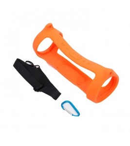 For JBL Charge 4 Bluetooth Speaker Silicone Carrying Case Protective Cover with Shoulder Strap and Carabiner - Orange