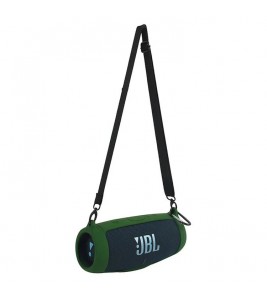 For JBL Charge 5 Silicone Carrying Case Bluetooth Speaker Anti-drop Protective Cover with Shoulder Strap and Carabiner - Army Green