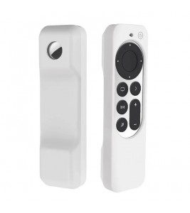 For Apple TV 4K 2021 + AirTag Remote Controller Silicone Case Anti-drop Protective Cover - White