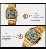 SKMEI 1123 Fashion Men Watch Waterproof Wristwatch Sports Chronograph Clock with Stainless Steel Strap - Gold