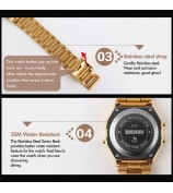 SKMEI 1123 Fashion Men Watch Waterproof Wristwatch Sports Chronograph Clock with Stainless Steel Strap - Gold