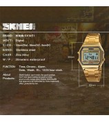 SKMEI 1123 Fashion Men Watch Waterproof Wristwatch Sports Chronograph Clock with Stainless Steel Strap - Gold