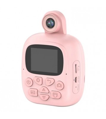 A18 Cute Kids Camera 2.0 inch 24M Pixel HD Instant Print Camera Portable Thermal Printing Camera with 180-Degree Flipped Lens for Children - Pink