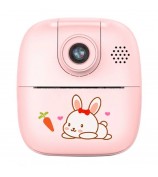 A18 Cute Kids Camera 2.0 inch 24M Pixel HD Instant Print Camera Portable Thermal Printing Camera with 180-Degree Flipped Lens for Children - Pink