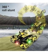 JJRC RH821 4-Axis Cool LED Light RC Drone 360-Degree Roll Over Stunt Aerial Show Remote Control Quadcopter - Yellow