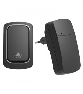ML01 Self-powered Wireless Door Bell 38 Ringtones Home Intelligent Alarm System, 1 Transmitter+1 Receiver - Black / EU Plug