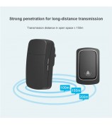 ML01 Self-powered Wireless Door Bell 38 Ringtones Home Intelligent Alarm System, 1 Transmitter+1 Receiver - Black / EU Plug