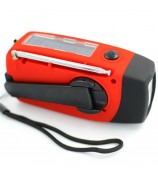 HY-071 Emergency Hand Crank Solar Weather Radio Flashlight AM FM NOAA Radio 2000mAh Power Bank Phone Charger - Red