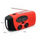 HY-071 Emergency Hand Crank Solar Weather Radio Flashlight AM FM NOAA Radio 2000mAh Power Bank Phone Charger - Red