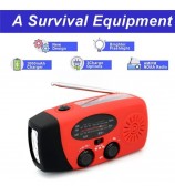 HY-071 Emergency Hand Crank Solar Weather Radio Flashlight AM FM NOAA Radio 2000mAh Power Bank Phone Charger - Red