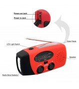 HY-071 Emergency Hand Crank Solar Weather Radio Flashlight AM FM NOAA Radio 2000mAh Power Bank Phone Charger - Red