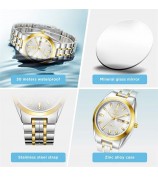 LIEBIG L1020 Couple Set Pair Wrist Watch Date Display Quartz Watch with Stainless Steel Strap - Splicing Strap / Men