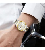 LIEBIG L1020 Couple Set Pair Wrist Watch Date Display Quartz Watch with Stainless Steel Strap - Splicing Strap / Men