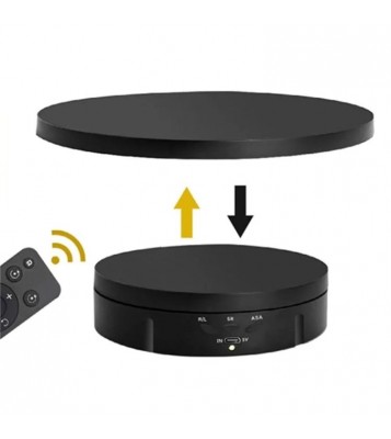 2 In 1 Charging Turntable Rotary Jewelry Display Stand Photograph Accessories with Remote Control - Black