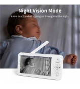 BABY5 5 inch Display Baby Monitor Watcher Dual Channel Camera Monitor Support Two-Way Voice, APP Remote - Grey / US Plug