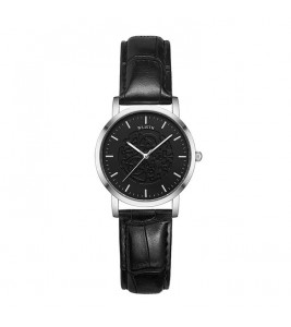 WLISTH S534 Fashion Couple Analog Quartz Watch Leather Strap Luminous Wrist Watch - Silver Case / Black Dial / Black Strap / Women