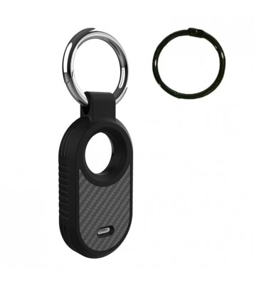 Carbon Fiber Pattern TPU for Samsung Galaxy SmartTag2 Bluetooth Tracker Protective Case with Buckle - Black