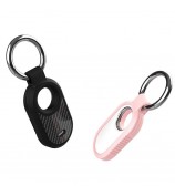 Carbon Fiber Pattern TPU for Samsung Galaxy SmartTag2 Bluetooth Tracker Protective Case with Buckle - Black