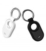 Carbon Fiber Pattern TPU for Samsung Galaxy SmartTag2 Bluetooth Tracker Protective Case with Buckle - Black