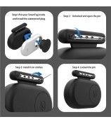 Silicone Case for Samsung Galaxy SmartTag2 Bluetooth Tracker Brooch Style Protective Cover - Black