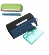 Case for IQOS 3 / 3 Duo , PU Leather Electronic Cigarette Storage Bag with Hook - Sapphire+Denim Dark Blue