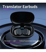 B66 Smart Bluetooth Translator Earbuds Real Time Earphone Translator Device for Business Travel Learning - Black