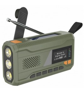 WR-6D Portable Solar Power Hand Crank DAB FM Radio Flashlight 4500mAh Power Bank