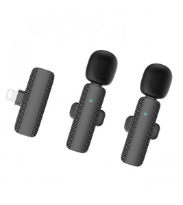Wireless Lavalier Lapel Microphone for iPhone (2 Microphones+1 Receiver) Wireless Microphone for Video Recording