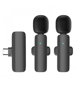 Wireless Lavalier Microphone (2 Microphones+1 Receiver) USB-C Phone Noise Canceling for Video Recording Vlog