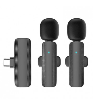 Wireless Lavalier Microphone (2 Microphones+1 Receiver) USB-C Phone Noise Canceling for Video Recording Vlog