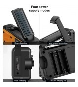 376 Outdoor Solar Power Hand Crank AM / FM Radio Flashlight 4000mAh Power Bank (EU Version)